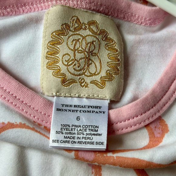 The Beaufort Bonnet Company Size 6 Girl's Dress w/ Pink and Orange Bows Cotton - Picture 4 of 5